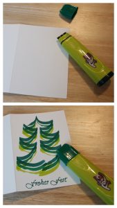 Weihnachtskarte: Drei-Stift-Weihnachtsbaum