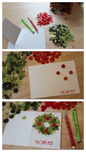 Weihnachtskarte: Knopf-Adventskranz