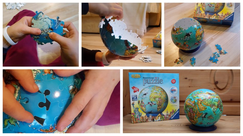 Unsere Große macht ein 3D Globus-Puzzle von Ravensburger