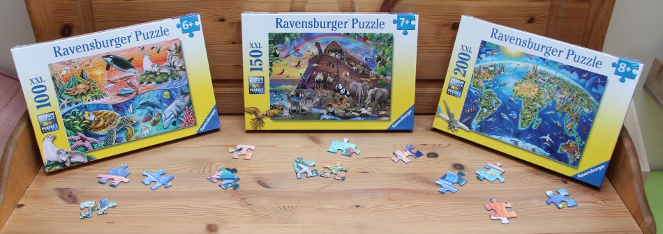 Drei Ravensburger Kinder-Puzzle für die Verlosung
