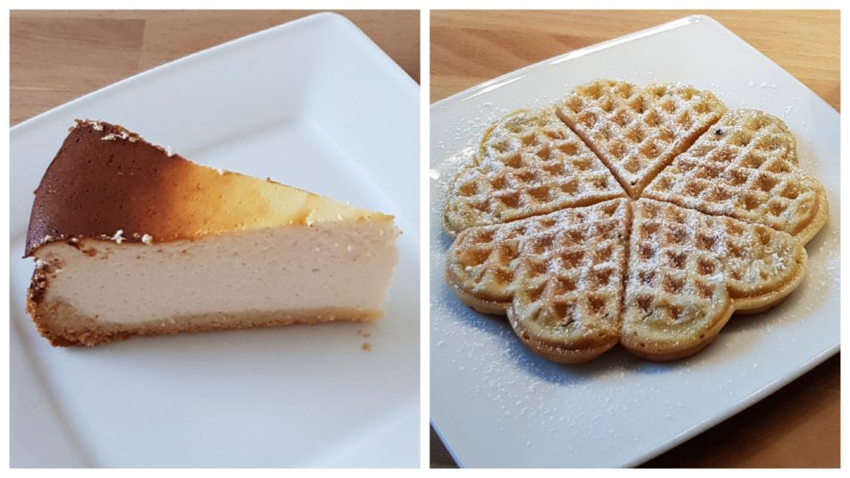 Käsekuchen und Waffeln für die Ostertafel