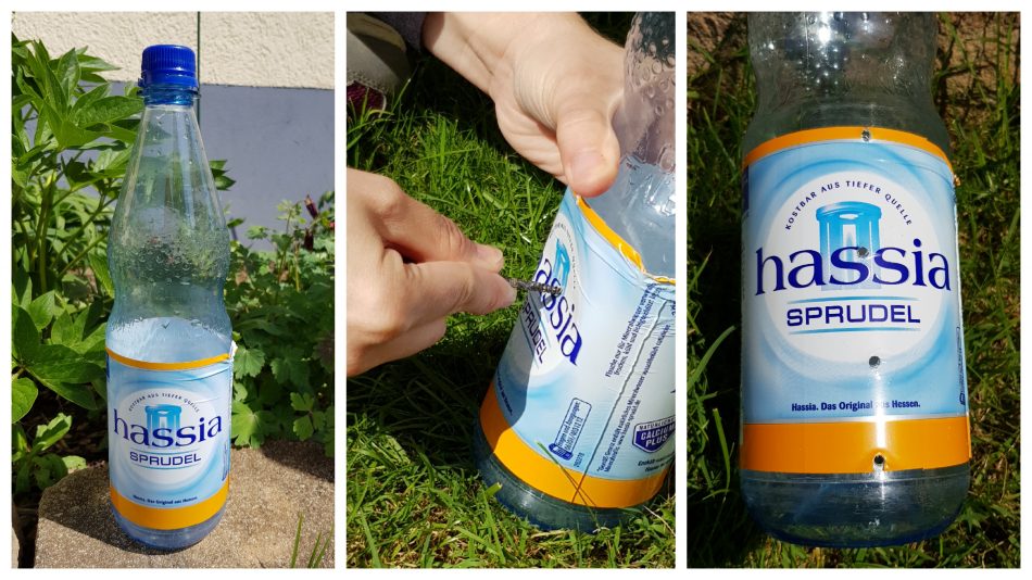 Die Vorbereitungen für das Experiment - Löcher in einer Plastikflasche